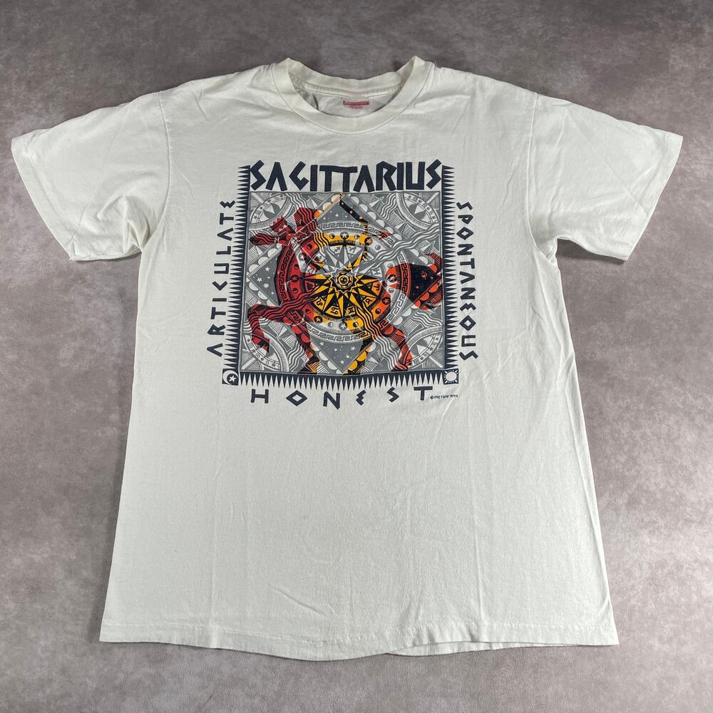 1992 Vintage 90s Sagittarius Horoscope Large T-shirt Honest Spontaneous Novelty